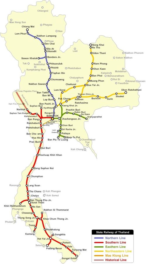 Thailand rail routes map